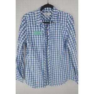 Vineyard Vines Women's 10 Blue Gingham Shirt Logo Patch Classic Fit Preppy